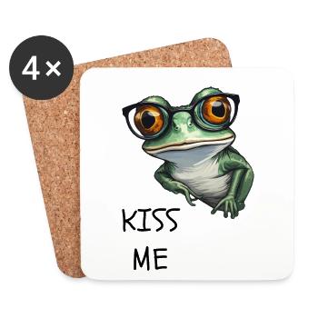 Frosch Kiss me - Untersetzer (4er-Set) - Weiß - Vorne