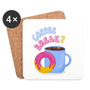 Coffee Break? - Untersetzer (4er-Set) - Weiß - Vorne