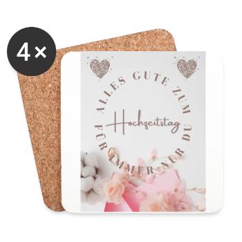 Hochzeitstag - Untersetzer (4er-Set) - Weiß - Vorne