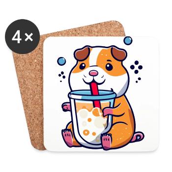 Bubbletea Hamster Geschenk - Untersetzer (4er-Set) - Weiß - Vorne