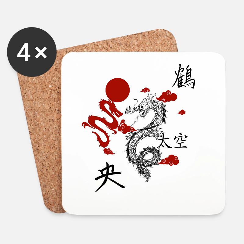 China Drachen 1 1 - Untersetzer (4er-Set) - Weiß