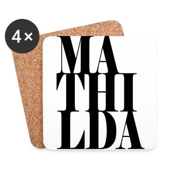 Mathilda Nom Prénom Police moderne Word Art - Dessous de verre (lot de 4) - blanc - Devant