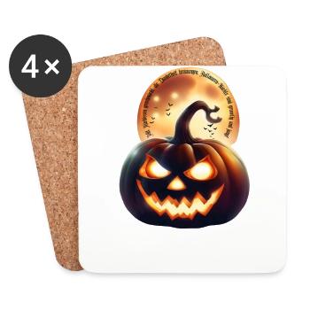 Halloween Kürbis Sprüche Grusel Fledermaus - Untersetzer (4er-Set) - Weiß - Vorne