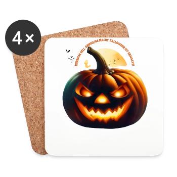Halloween Kürbis Sprüche Grusel Fledermaus - Untersetzer (4er-Set) - Weiß - Vorne
