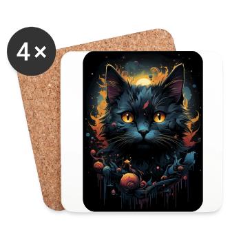 Carlos Klex the Black Cat - Coasters (set of 4) - white - Front