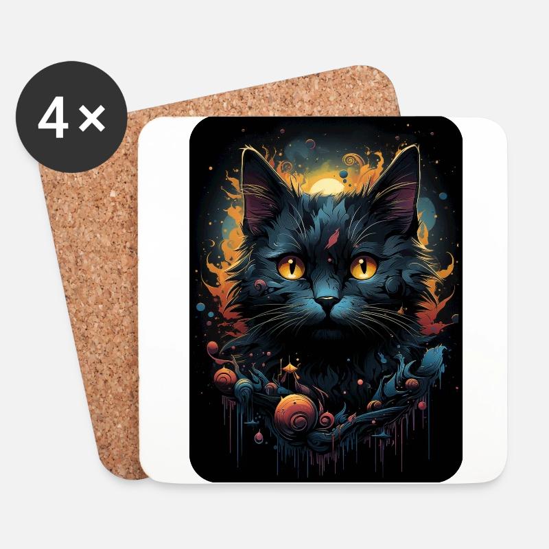 Carlos Klex der schwarze Kater - Untersetzer (4er-Set) - Weiß