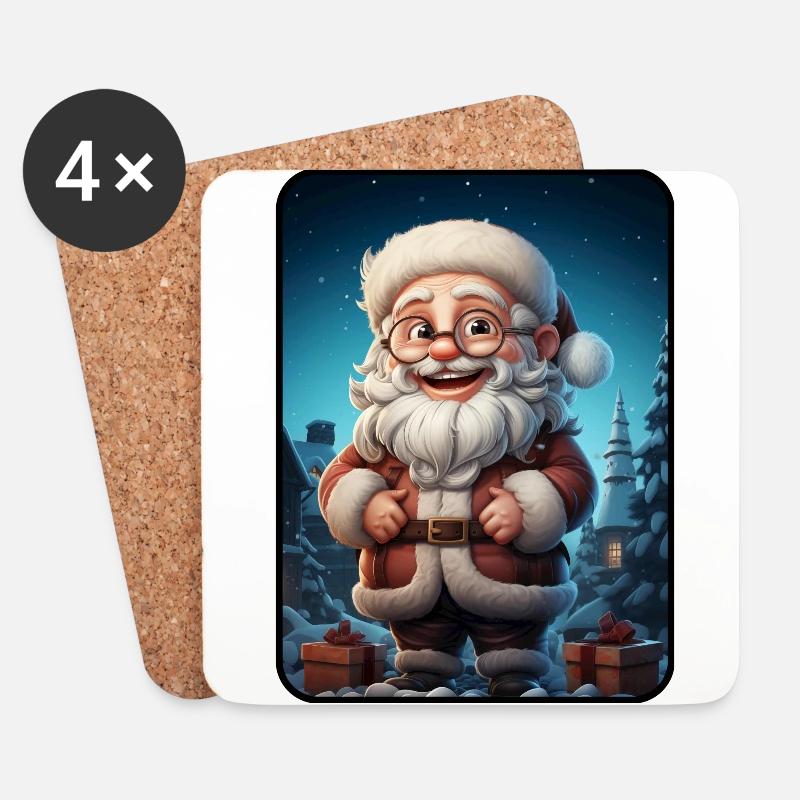 Weihnachtsmann Santa Claus - Untersetzer (4er-Set) - Weiß