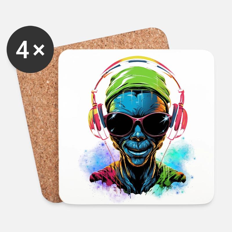 Alien Rave - Coasters (set of 4) - white