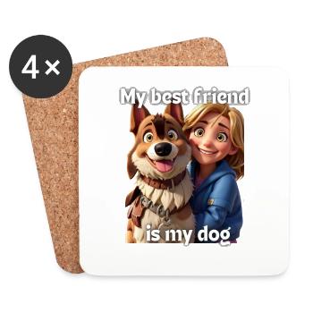 My best friend is my dog - girl - Coasters (set of 4) - white - Front