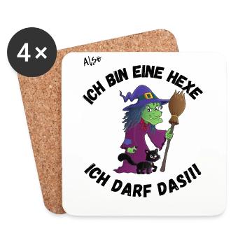 Ich bin eine Hexe ich darf das! - Untersetzer (4er-Set) - Weiß - Vorne