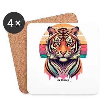 Tiger Bunt - Untersetzer (4er-Set) - Weiß - Vorne