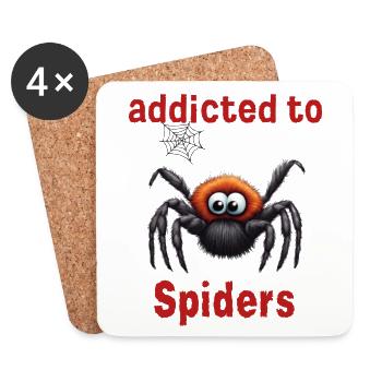 addicted to Spiders - Spider Fan - Halloween - Pet - Untersetzer (4er-Set) - Weiß - Vorne