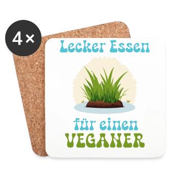 T-Shirt für Veganer - Untersetzer (4er-Set) - Weiß - Vorne