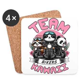 TEAM KAWAII BIKERS: PANDA, RACCOON, AND SLOTH - Coasters (set of 4) - white - Front
