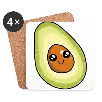 Avocado Frucht naschen Speise Früchte Vitamine - Untersetzer (4er-Set) - Weiß - Vorne
