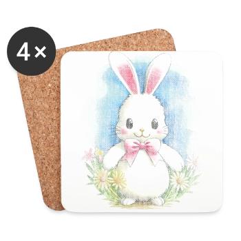 Niedlicher Hase niedlich Kaninchen - Untersetzer (4er-Set) - Weiß - Vorne