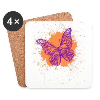 Fluttering Beauty: Schmetterlingstanz T-Shirt - Untersetzer (4er-Set) - Weiß - Vorne