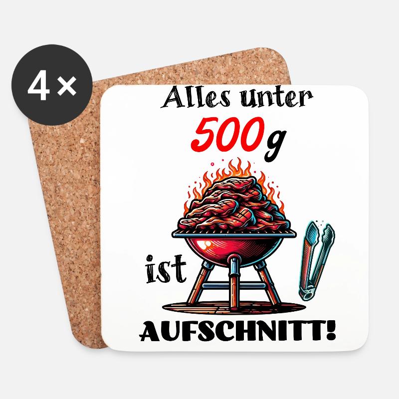 Grillen lustiger Spruch Fleisch Humor Aufschnitt - Untersetzer (4er-Set) - Weiß