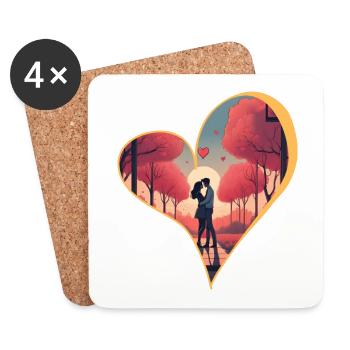 Amour et unité - Dessous de verre (lot de 4) - blanc - Devant