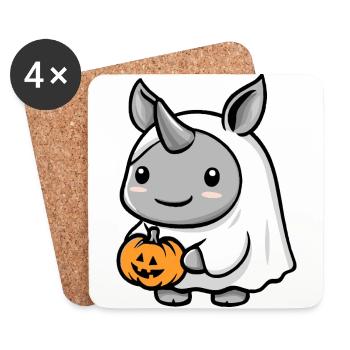 Nashorn Halloween Comic Geist - Untersetzer (4er-Set) - Weiß - Vorne