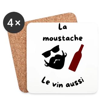 Moustache - Dessous de verre (lot de 4) - blanc - Devant