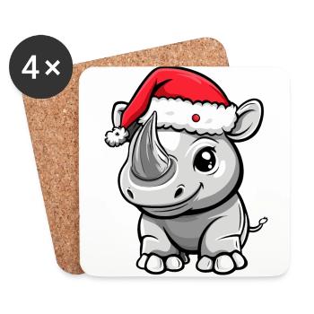 Rhino Christmas - Coasters (set of 4) - white - Front