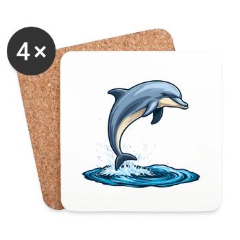 Delfin - Untersetzer (4er-Set) - Weiß - Vorne