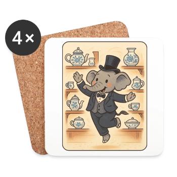 Dancing elephant in china shop - Coasters (set of 4) - white - Front