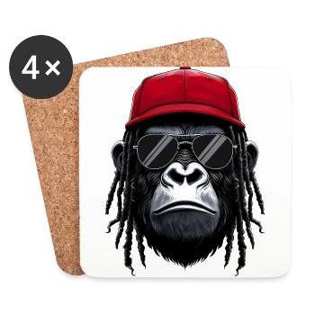 Cool Gorilla Hip Hop Rap Rapper Sunglasses - Coasters (set of 4) - white - Front