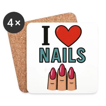 J’adore les ongles - Dessous de verre (lot de 4) - blanc - Devant