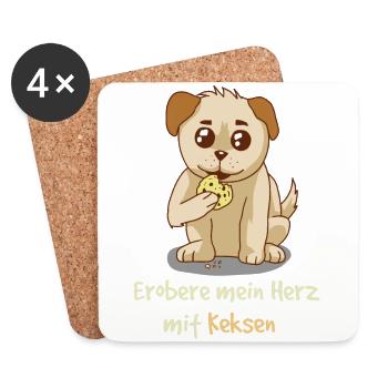 Hund Hunde Kekse Weihnachtsgeschenk - Untersetzer (4er-Set) - Weiß - Vorne