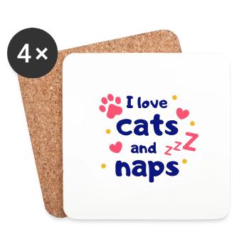 I love cats and naps - Coasters (set of 4) - white - Front