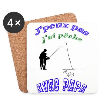 J'peux pas j ai pèche avec papa - Dessous de verre (lot de 4) - blanc - Devant