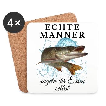 Echte MÄNNER angeln ihr Essen selbst - Angler Fisc - Untersetzer (4er-Set) - Weiß - Vorne