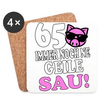Sprüche Geburtstag Geile Sau 65 - Untersetzer (4er-Set) - Weiß - Vorne