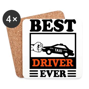 Chauffeur de taxi Driver Best Transport - Dessous de verre (lot de 4) - blanc - Devant