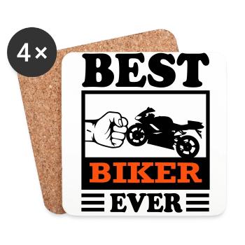 Biker Best Motorrad Motorradfahrer Bikerin - Untersetzer (4er-Set) - Weiß - Vorne