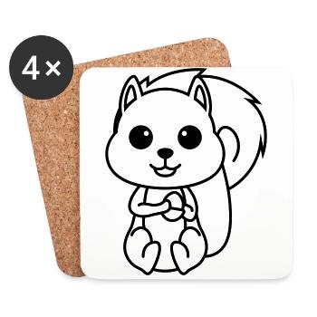 Squirrel Comic Animal - Coasters (set of 4) - white - Front