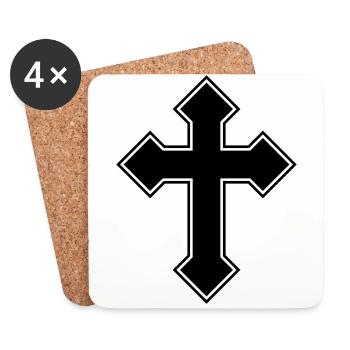 Cross symbol - Coasters (set of 4) - white - Front