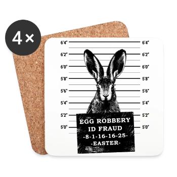 Easter Mugshot Rabbit wanted Police Easter - Coasters (set of 4) - white - Front
