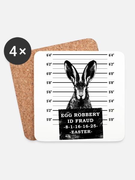 Osterhase Mugshot Hase Gesucht Polizei Ostern - Untersetzer (4er-Set) - Weiß