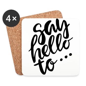Say Hello Sag Hallo Baby Schwanger Pregnant - Untersetzer (4er-Set) - Weiß - Vorne