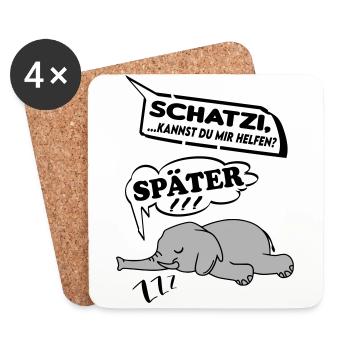 Schatzi kannst du mir helfen Elefant Help me - Untersetzer (4er-Set) - Weiß - Vorne