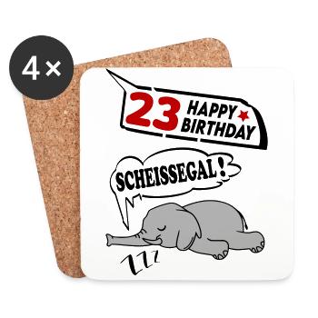 Geburtstag 23 Jahre Birthday Elefant Scheissegal - Untersetzer (4er-Set) - Weiß - Vorne
