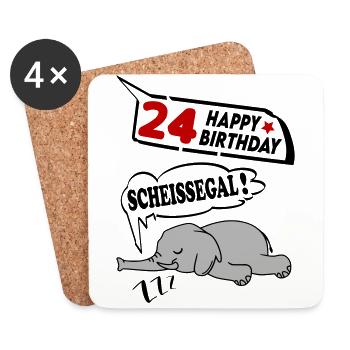 Geburtstag 24 Jahre Birthday Elefant Scheissegal - Untersetzer (4er-Set) - Weiß - Vorne
