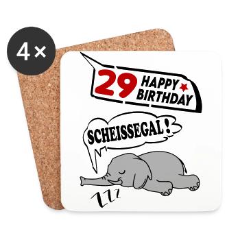 Geburtstag 29 Jahre Birthday Elefant Scheissegal - Untersetzer (4er-Set) - Weiß - Vorne