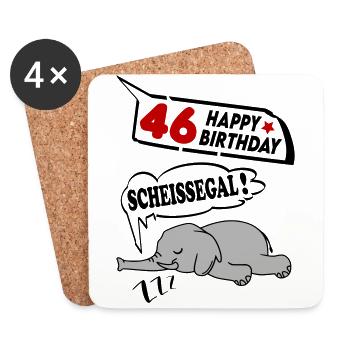 Geburtstag 46 Jahre Birthday Elefant Scheissegal - Untersetzer (4er-Set) - Weiß - Vorne