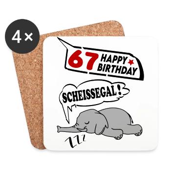 Geburtstag 67 Jahre Birthday Elefant Scheissegal - Untersetzer (4er-Set) - Weiß - Vorne