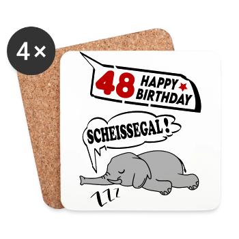 Geburtstag 48 Jahre Birthday Elefant Scheissegal - Untersetzer (4er-Set) - Weiß - Vorne