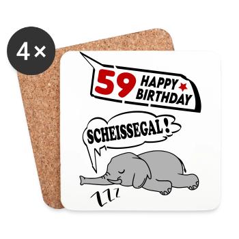 Geburtstag 59 Jahre Birthday Elefant Scheissegal - Untersetzer (4er-Set) - Weiß - Vorne